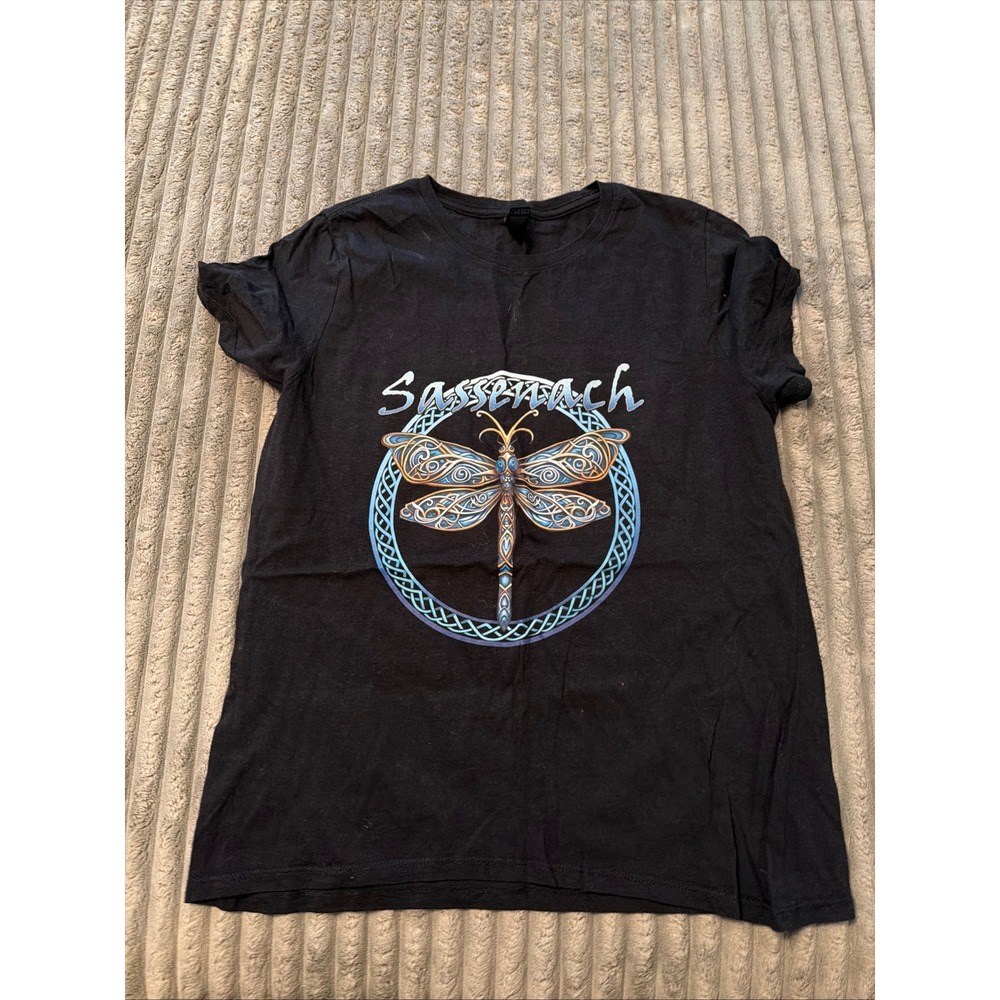 Gildan Softstyle Sassenach Dragonfly Celtic Graphic T-Shirt Black Mens Large